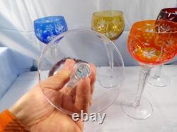 5 Bohemian Cut-to-Clear Crystal Wine Hocks Goblets Ruby Blue Orange Amber Purple 5 Bohemian Cut-to-Clear Crystal Wine Hocks Goblets Ruby Blue Orange Amber Purple