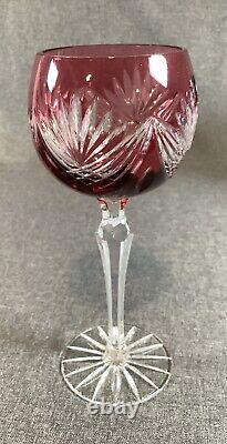 5 Caesar Bohemiae Wine Goblets Multi Colors Cut To Clear Crystal Bohemian Nib