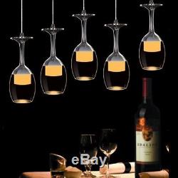 5 Crystal wine glass Bar Restaurant Chandelier Ceiling Light Pendant Lamp LED Li