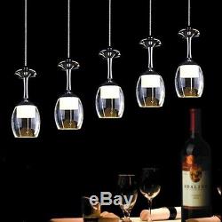 5 Crystal wine glass Bar Restaurant Chandelier Ceiling Light Pendant Lamp LED Li