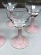 5 Elegant Pink Opaline & Clear Crystal Vallerysthal Wine Glasses