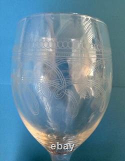 5 Fostoria Cloverleaf Etched Crystal Wine Glasses 7 Same day Free Ship in USA
