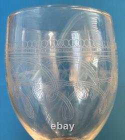 5 Fostoria Cloverleaf Etched Crystal Wine Glasses 7 Same day Free Ship in USA