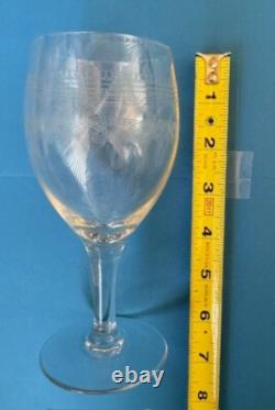 5 Fostoria Cloverleaf Etched Crystal Wine Glasses 7 Same day Free Ship in USA