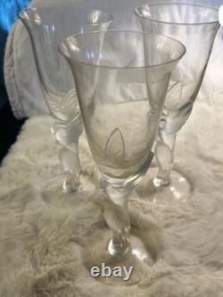 5 Igor Carl Faberge Frosted Kiss Snow Dove Bird Crystal Wine Glasses