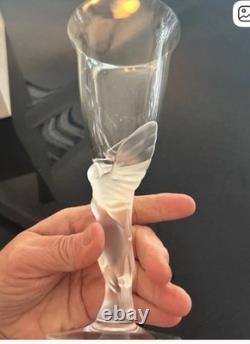 5 Igor Carl Faberge Frosted Kiss Snow Dove Bird Crystal Wine Glasses