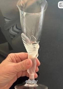 5 Igor Carl Faberge Frosted Kiss Snow Dove Bird Crystal Wine Glasses