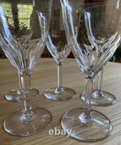 5 Mint Baccarat Crystal Genova Tall Water Wine Goblets Glasses 7.5 Retail $120E