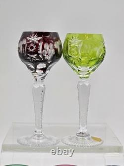 5 Nachtmann Traube 4 1/2 Cordials Crystal Wine Glasses Multi Color Cut To Clear