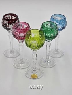 5 Nachtmann Traube 4 1/2 Cordials Crystal Wine Glasses Multi Color Cut To Clear