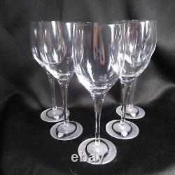 5 Orrefors Clear Crystal Wine Glasses with Frosted Elliptical Bases and Sticker