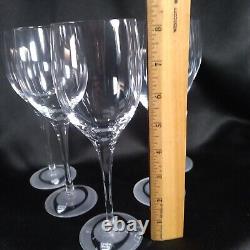 5 Orrefors Clear Crystal Wine Glasses with Frosted Elliptical Bases and Sticker
