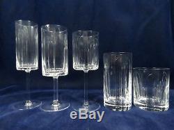 5 Pc Cartier La Maison Art Deco Crystal Champagne Red White Wine High Ball Water