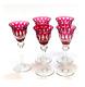 5 Saint St. Louis Cut Crystal Glass Cordial Wine Goblets in Tommy Pattern Red