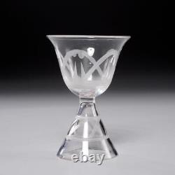 (5) Steuben Rare Bizarre 20thC Art Deco Etched Cordial Wine Glasses #6966 4.5