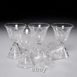 (5) Steuben Rare Bizarre 20thC Art Deco Etched Cordial Wine Glasses #6966 4.5