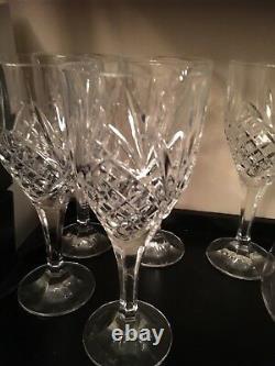 5 Used Waterford Lismore Nouveau Platinum Crystal White Wine Glasses, Goblet