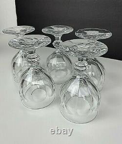 5 Villeroy Boch Wine Glasses Goblets Cut Crystal Signed Bernadotte Vintage NICE