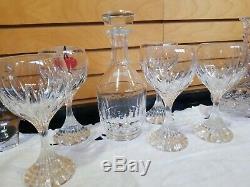 5 Vintage Baccarat France Crystal Massena Wine Water Stems Goblets 7 withDecanter