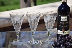 5 Vintage Etched Crystal Wine Glasses, Tiffin Franciscan, Classic, circa 1940