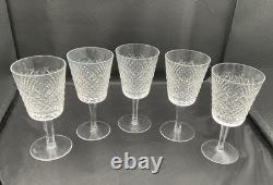 5 Vintage Waterford Crystal ALANA Water Goblets Glasses 7 10 ozs. Retired