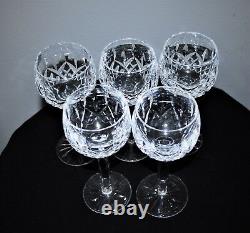 5 Waterford Crystal Lismore Wine Hock Glasses 7.5 Excellent Condition
