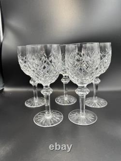 5 Waterford Fine Crystal Powerscourt 7 5/8 Wine Water Goblets Glasses Excellent