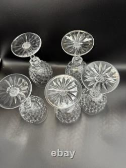 5 Waterford Fine Crystal Powerscourt 7 5/8 Wine Water Goblets Glasses Excellent