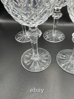 5 Waterford Fine Crystal Powerscourt 7 5/8 Wine Water Goblets Glasses Excellent