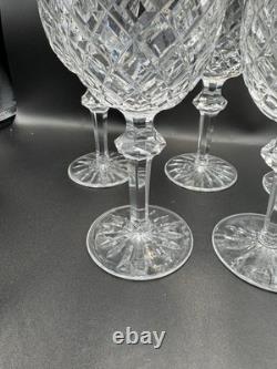 5 Waterford Fine Crystal Powerscourt 7 5/8 Wine Water Goblets Glasses Excellent
