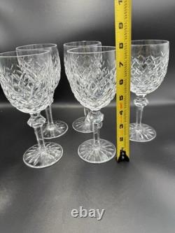 5 Waterford Fine Crystal Powerscourt 7 5/8 Wine Water Goblets Glasses Excellent