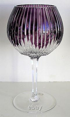 6 AJKA Castille Joanna Amethyst Cased Cut to Clear crystal balloon wine goblets