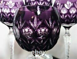 6 Ajka Crystal Amethist Florderis Wine Goblet, 24% lead crystal handcut