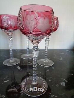 6 Ajka Marsala, Bohemian Case Cut To Clear 8 1/4 Crystal Wine Goblet Glass