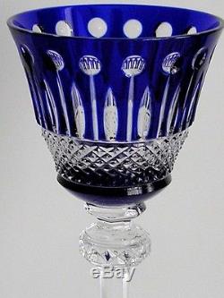6 Ajka Xenia King Louis Cobalt Blue Cased Cut To Clear Crystal 8 Wine Goblets