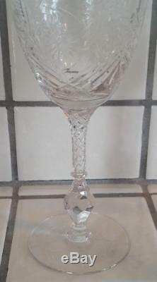 6 Antique Exquisite 1930's Cut Crystal Goblets Wine Water Glasses