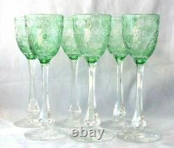 6 Available 1 Vintage 8 5/8 Tall Webb Corbett Cameo Glass Intaglio Green Wine