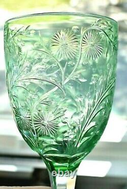 6 Available 1 Vintage 8 5/8 Tall Webb Corbett Cameo Glass Intaglio Green Wine