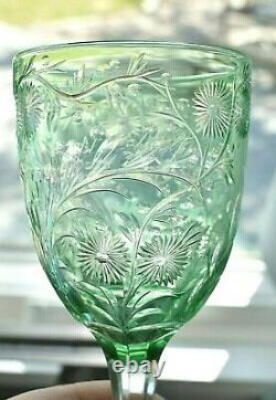 6 Available 1 Vintage 8 5/8 Tall Webb Corbett Cameo Glass Intaglio Green Wine