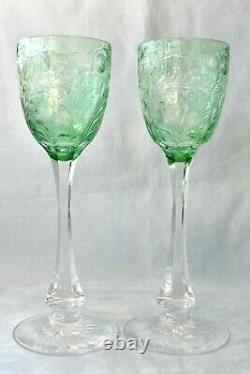 6 Available 1 Vintage 8 5/8 Tall Webb Corbett Cameo Glass Intaglio Green Wine