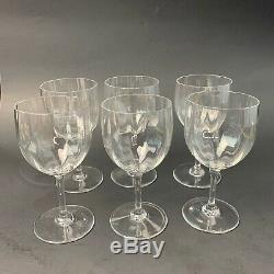6 Baccarat Crystal MONTAIGNE OPTIC 5 3/4 Claret Wine Glass Goblets In Box