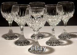 6 Baccarat Crystal Massena Claret Wine Glasses Signed 6 3/8