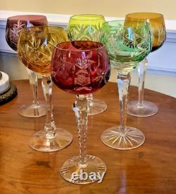 6 Bavarian NACHTMANN Cut to Clear Crystal Wine Goblets, 1960s, Traube, Gorgeous