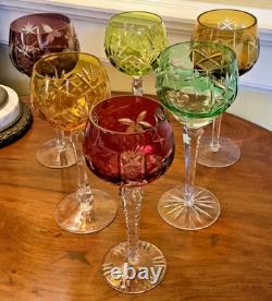 6 Bavarian NACHTMANN Cut to Clear Crystal Wine Goblets, 1960s, Traube, Gorgeous