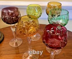 6 Bavarian NACHTMANN Cut to Clear Crystal Wine Goblets, 1960s, Traube, Gorgeous
