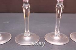 6 Bohemian Czech Cut To Clear Crystal Cordial Wine Cocktail Glasses Cranberry