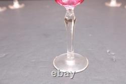 6 Bohemian Czech Cut To Clear Crystal Cordial Wine Cocktail Glasses Cranberry