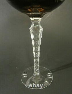 6 Bohemian LAUSITZER Crystal Multi Color Cut to Clear Glass 8 Hock Wine Goblets
