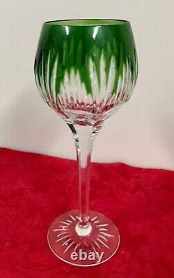 6 Colored Ajka Handcut Crystal Wine Glasses Carolyne Pattern 8-1/2 Tall