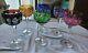 6 Colors European Cut To Clear Bohemian Crystal Wine Hocks / Glasses Stemware